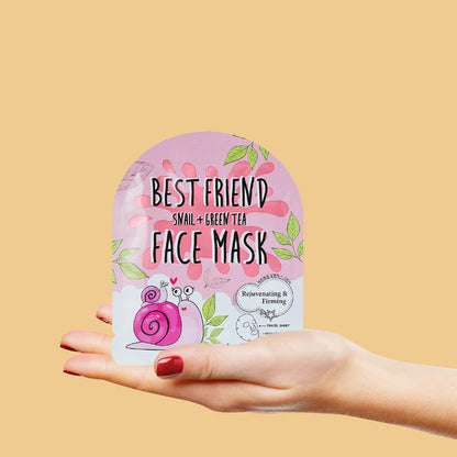 Sheet mask for the face with snail slime and green tea