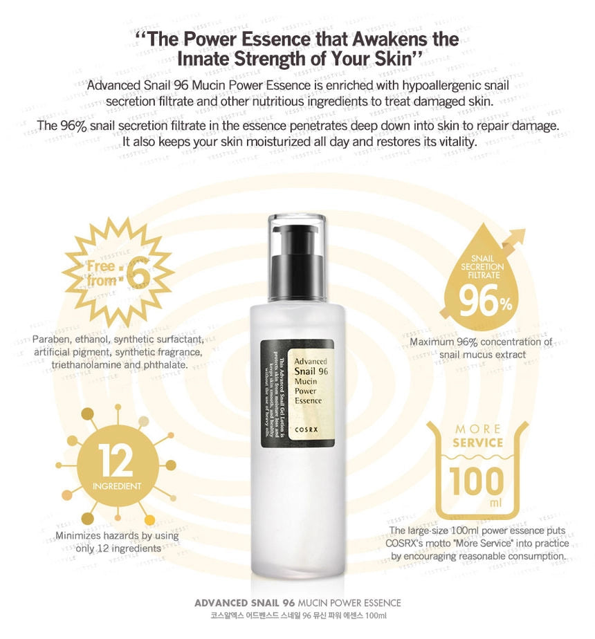 COSRX- Advanced Snail 96 Mucin Power Essence - facial essence, Korean Skincare