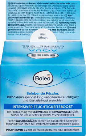 Balea, Aqua, Face cream, moisturising gel, 50 ml